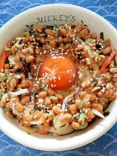 納豆の食べ方-生玉子＆昆布漬物♪