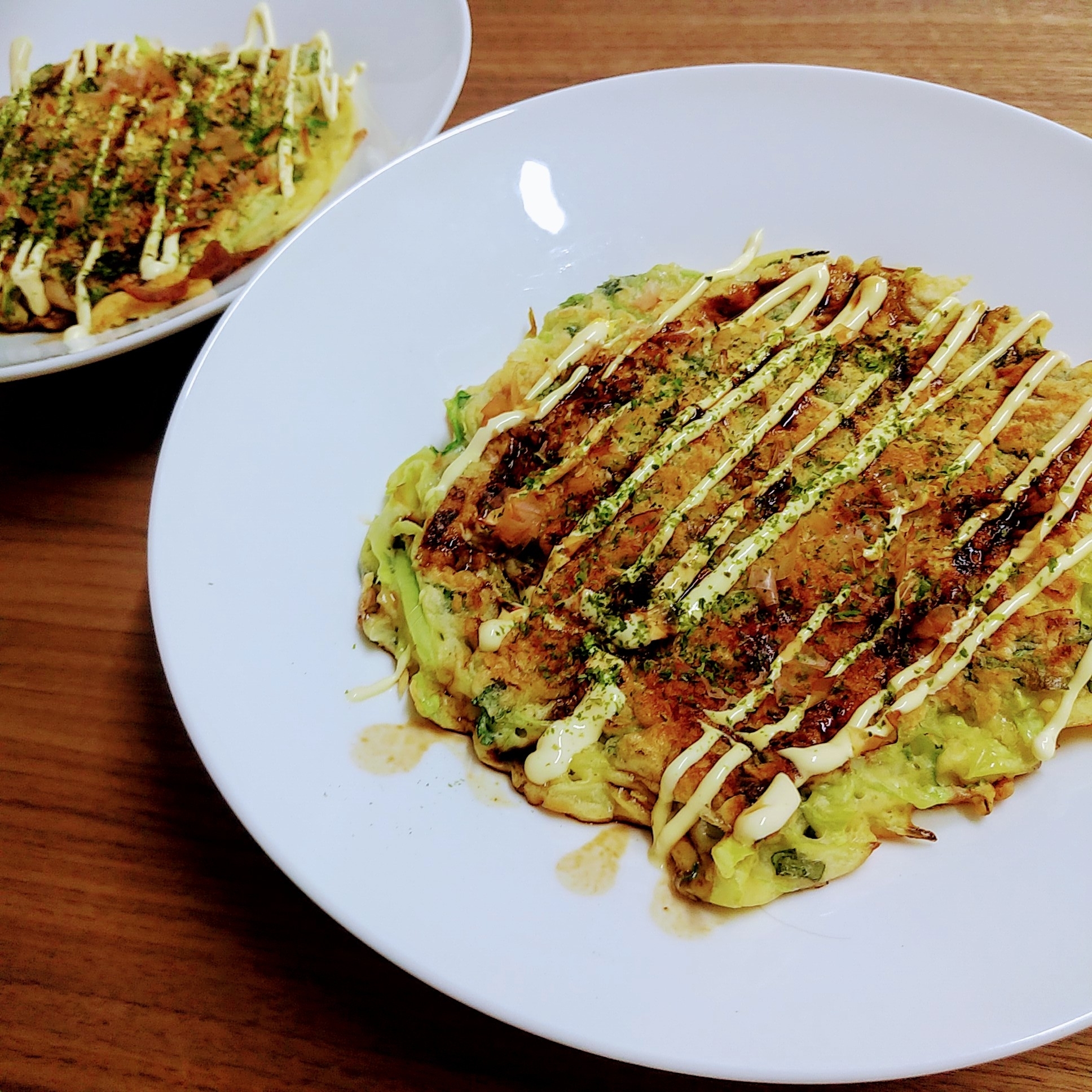 小麦粉と白だしで簡単！野菜たっぷりお好み焼き