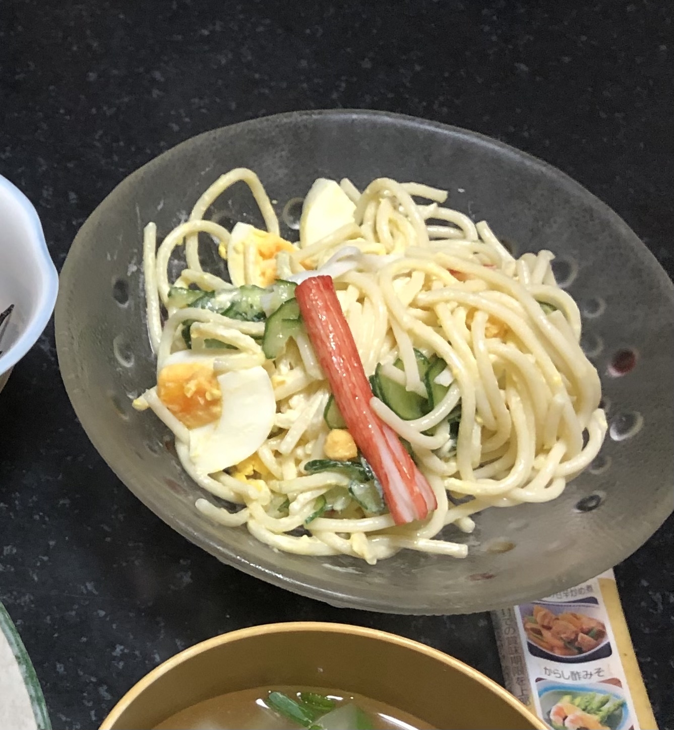 カニカマときゅうり、ゆで卵で☆スパサラ