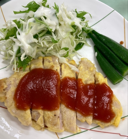 鶏むね肉で＊節約＊ピカタ☆ お箸で切れる♪