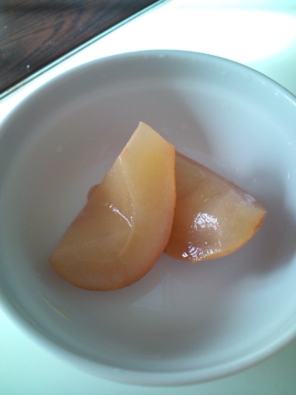 皮ごと食べられる洋梨で、皮付きのまま作りました。おいしかったです＾＾♪ごちそうさまでした*＾＾*