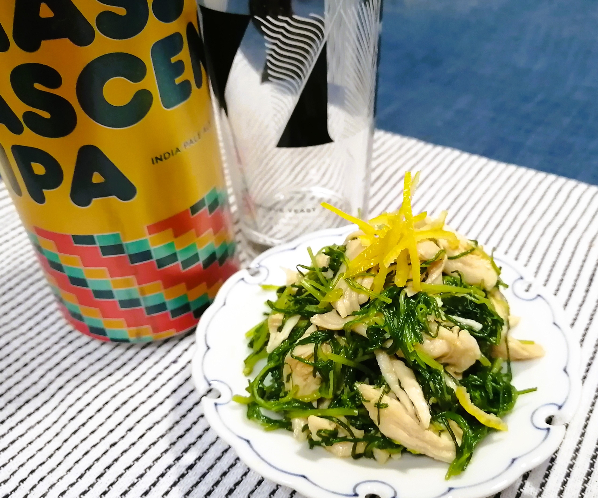 柚子香る！おかひじきと鶏ささみの辛子醤油和え