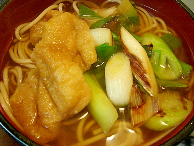 焼き葱添えきつね蕎麦