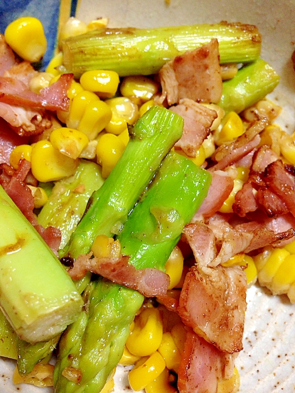 子ども大好き アスパラ ベーコン コーン炒め レシピ 作り方 By お父さん 時々se 楽天レシピ