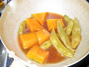 モロッコインゲンとかぼちゃの煮物