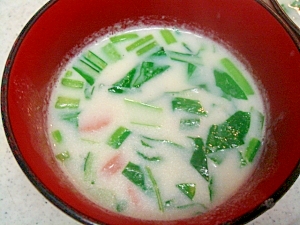 小松菜の豆乳スープ
