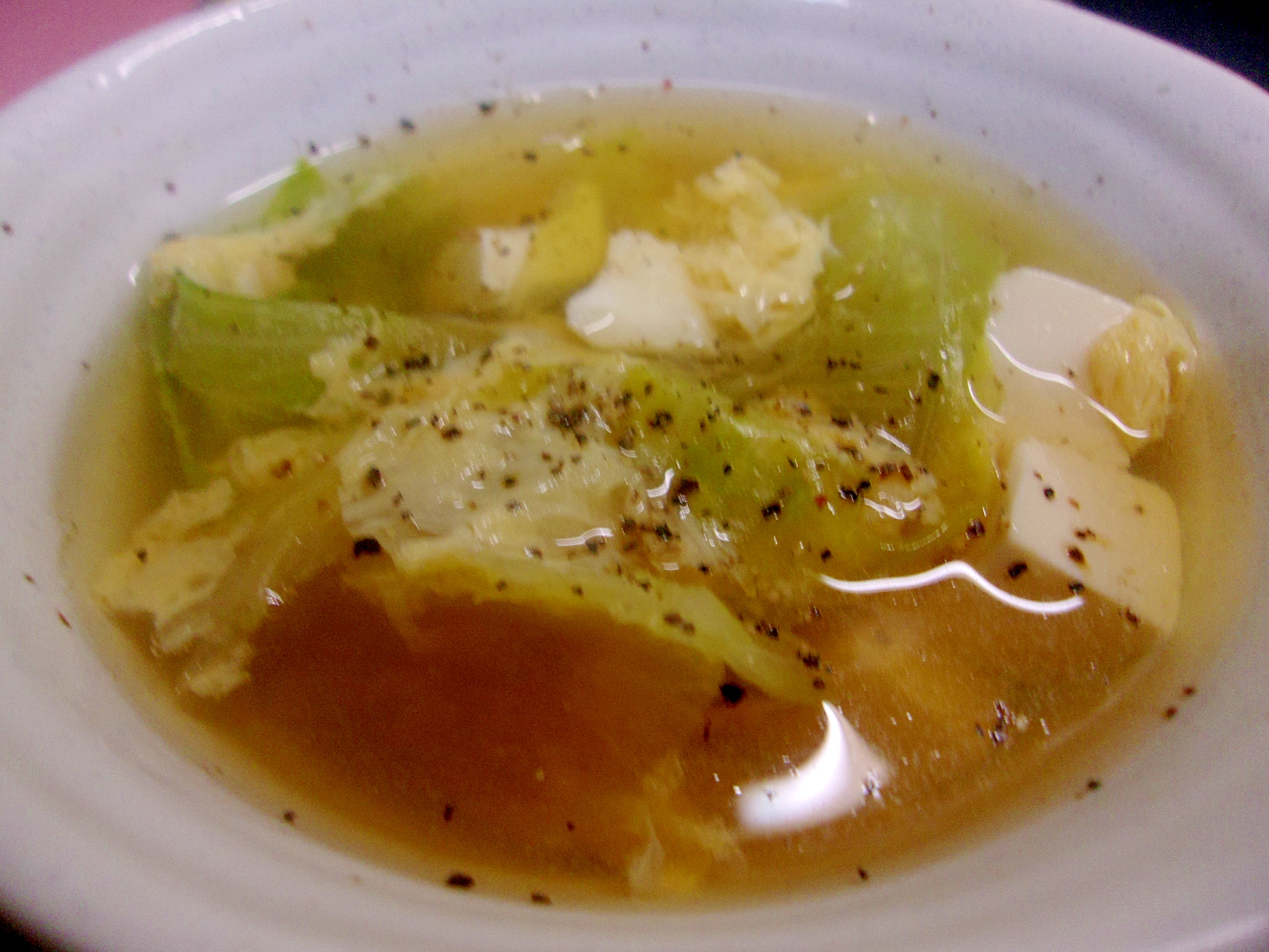 レタスと豆腐のかき玉スープ