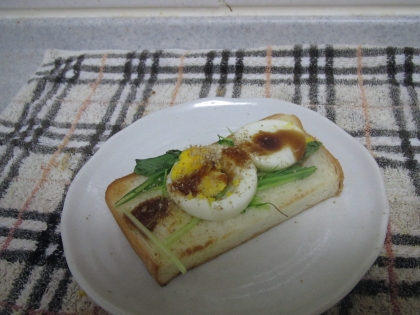 ❤水菜と胡麻とゆで卵のたこ焼きソーストースト❤