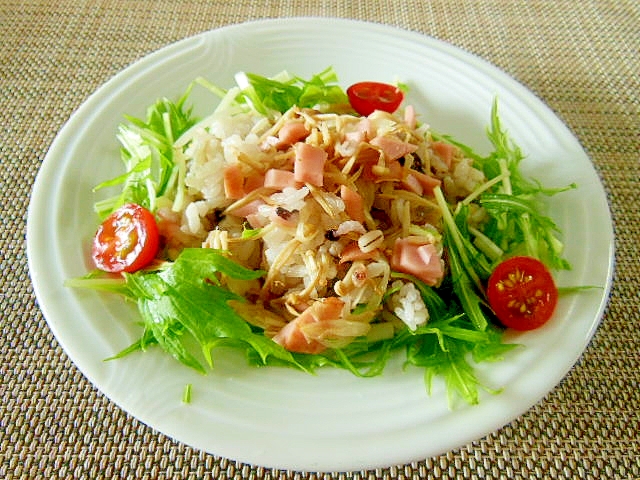 ハムとキノコのサラダ風雑穀ご飯♪