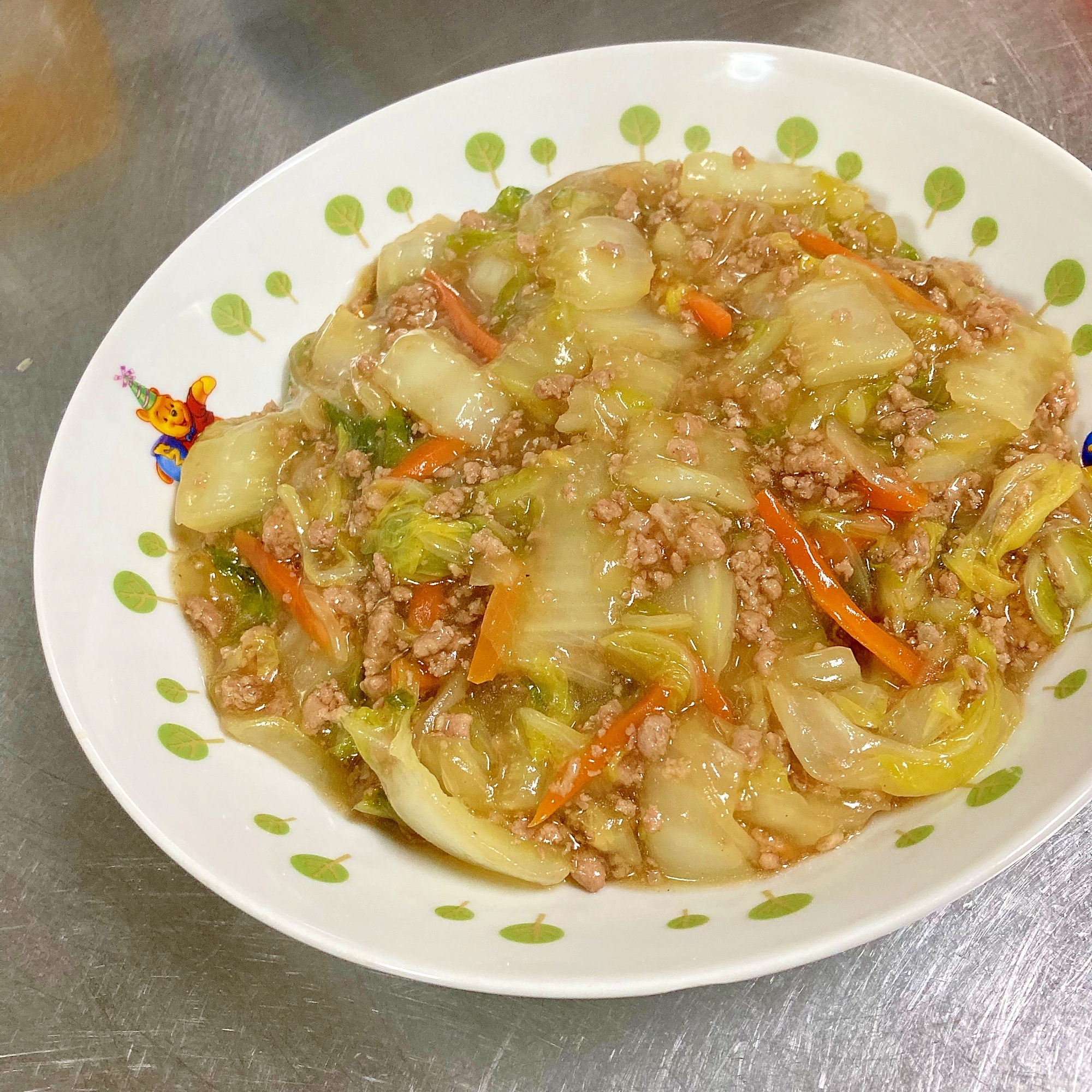 ひき肉と白菜、玉ねぎのあんかけ