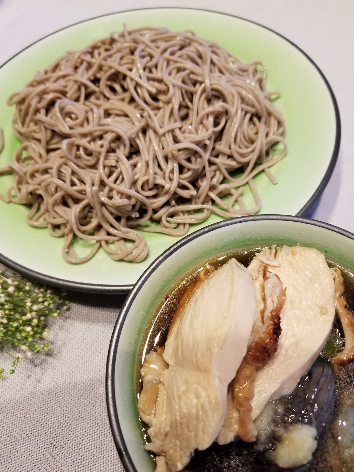 揚げだしなすと鶏の漬け汁そば