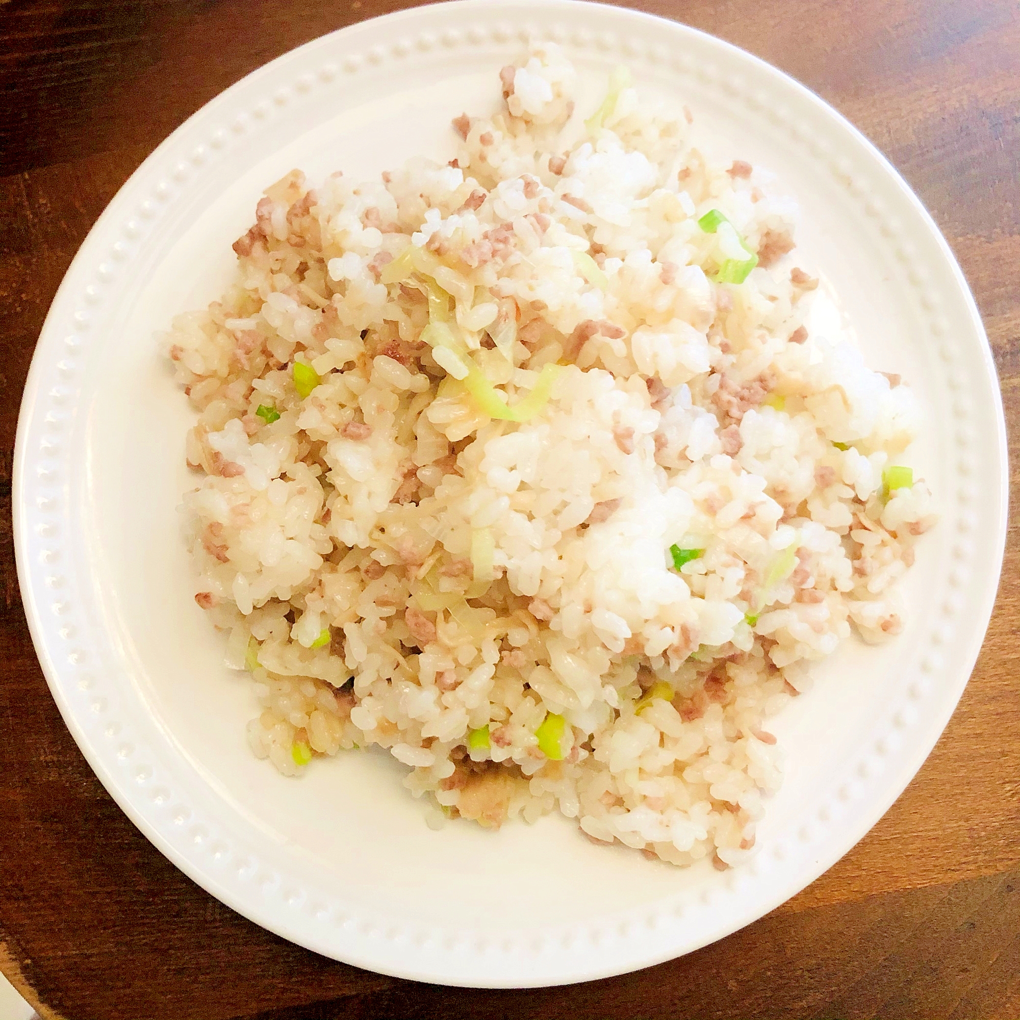 ネギとひき肉のチャーハン