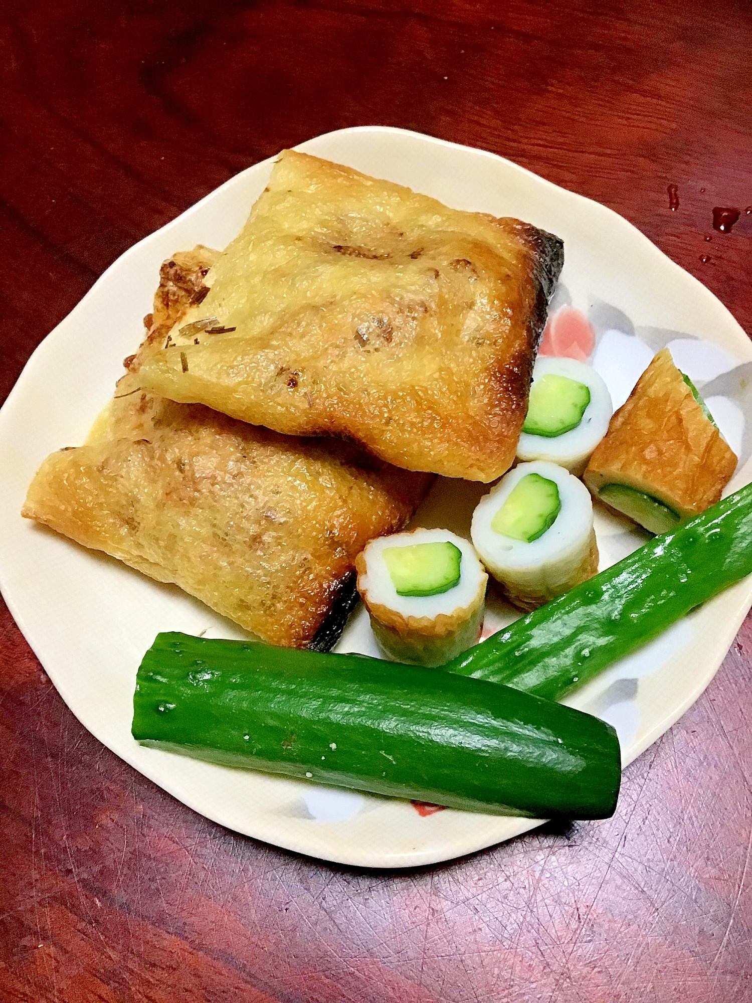 クリームチーズと納豆の巾着焼き。