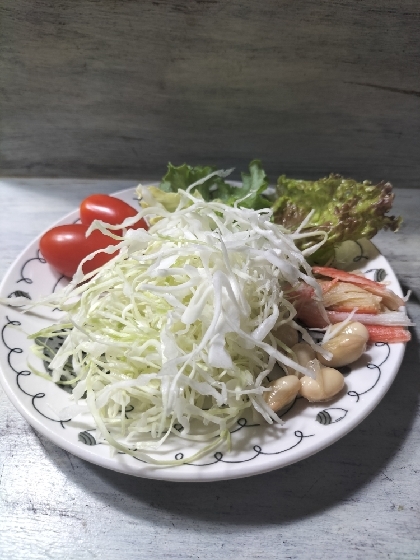 カニかま＆ミックスビーンズのサラダ（トマトetc）