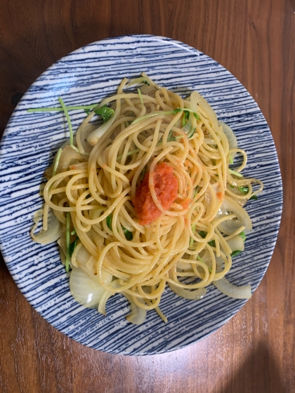 簡単で美味しかったです。水菜がなかったので豆苗と玉ねぎで作ってみました！