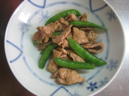 昨夜の夕食に頂きました♪スナップエンドウの甘みとお肉のにんにく醤油が良く合い、ご飯が進みとっても美味しかったです（＾－＾）ごちそう様でした☆☆