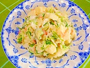 水菜入り☆野菜たっぷりポテサラ