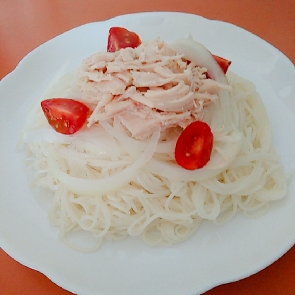 そうめん☆鶏缶詰