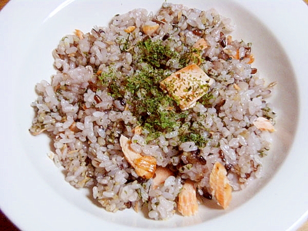 まな板と卵なし！シャケと青海苔のチャーハン♪