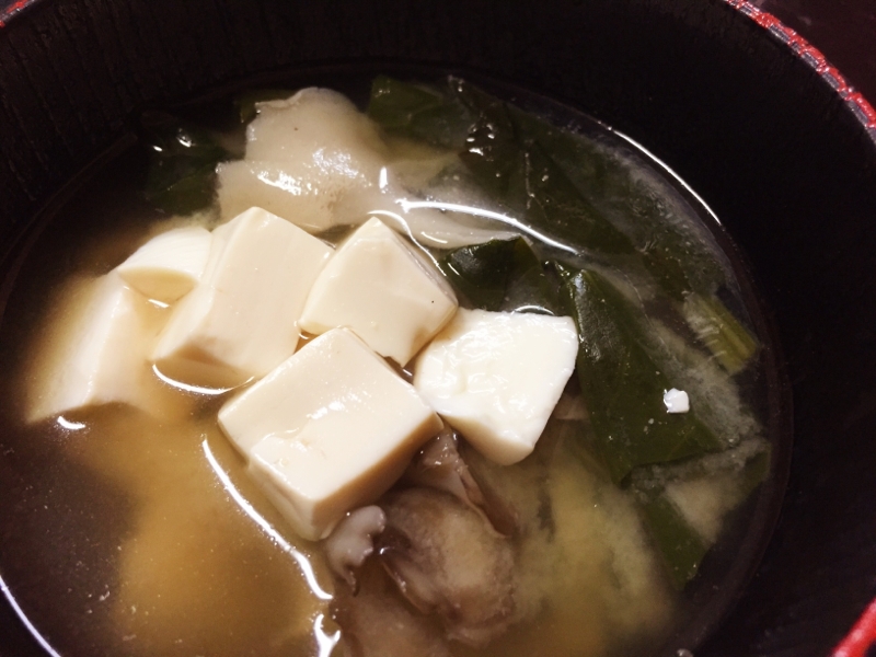 豆腐&ほうれん草&まいたけの味噌汁
