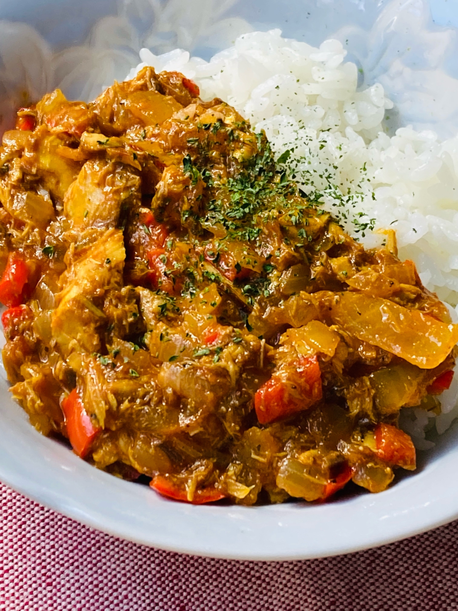 ♦️サバ缶カレーを玉ねぎピーマンで！ケチャップ味