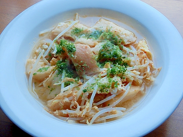 まな板なし5分!パン耳入り❤キムチ&もやしスープ♪