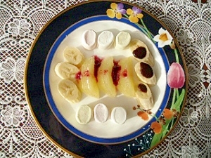 マシュマロとフルーツのデザート