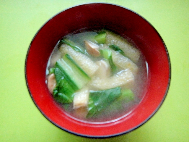 小松菜とエリンギ油揚げの味噌汁