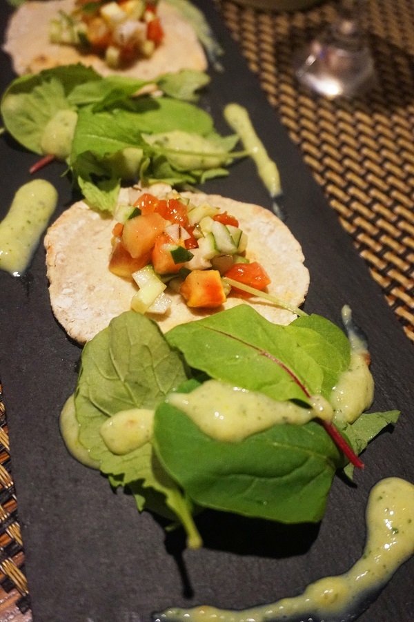 野菜だけ、蕎麦粉でタコス