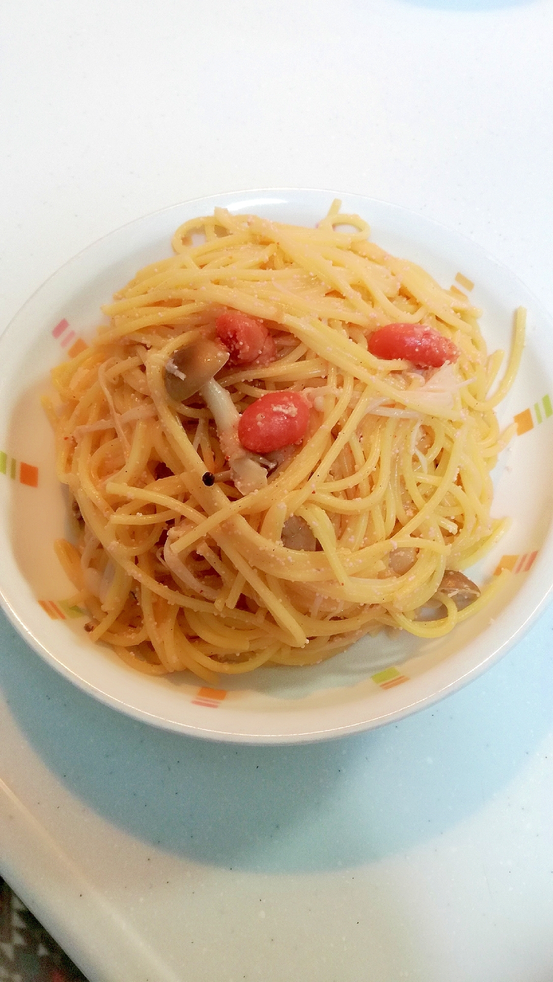 きのこと明太子のパスタ