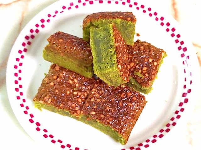チョコなしで!抹茶たっぷりのしっとりブラウニー♪