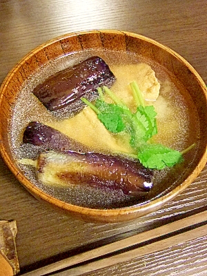 簡単美味しい★揚げ茄子と厚揚げのお味噌汁