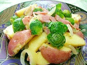 芽キャベツのにんにくバター炒め
