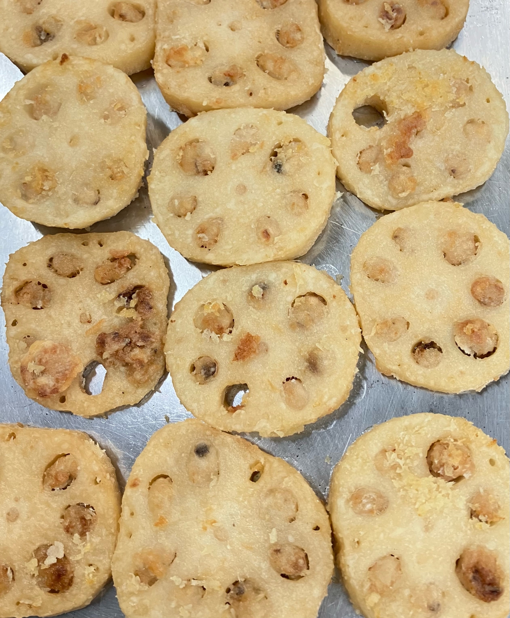 レンコンの肉詰め焼き