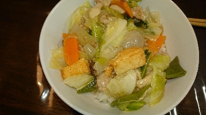 野菜たっぷりヘルシー中華丼風♪肉野菜あんかけ