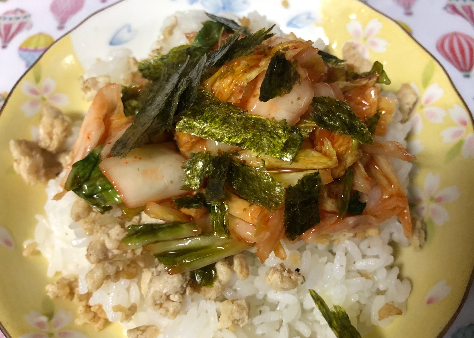 ピリ辛旨い♪鶏ひき肉キムチ丼