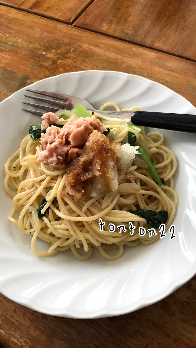 チンゲン菜とツナおろしスパゲティ☆