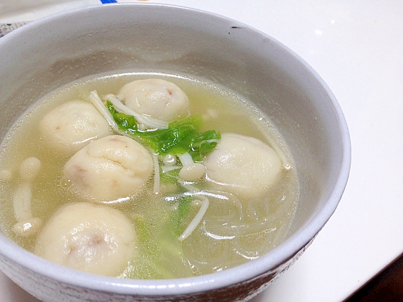 白玉粉で作る餅餃子の春雨スープ