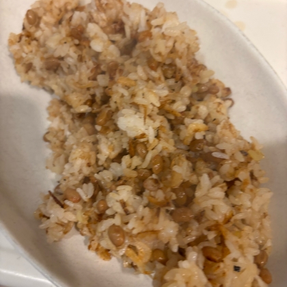 小エビ＆ネギたっぷり❤納豆チャーハン♪（沢庵添え）