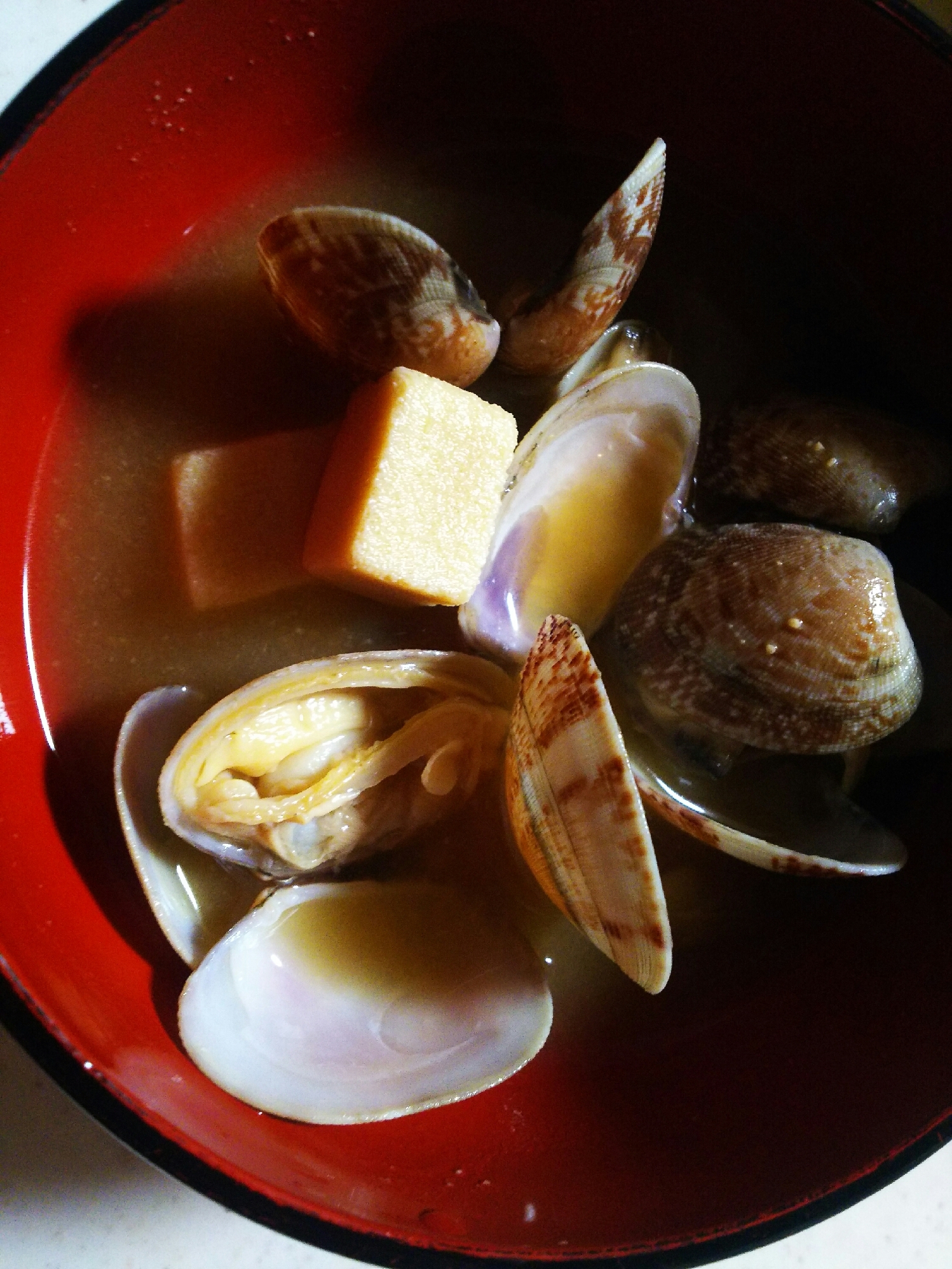 高野豆腐とあさりの味噌汁