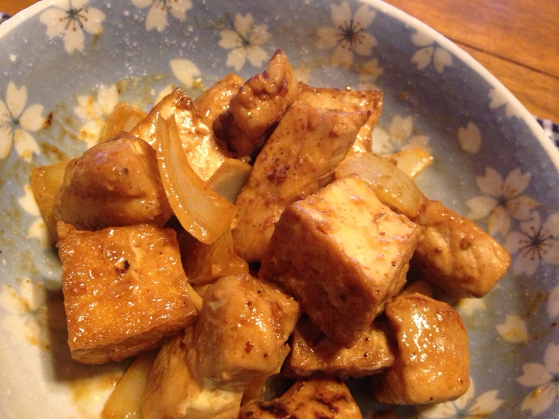 豚肉と厚揚げの味噌ケチャソースマヨ炒め。