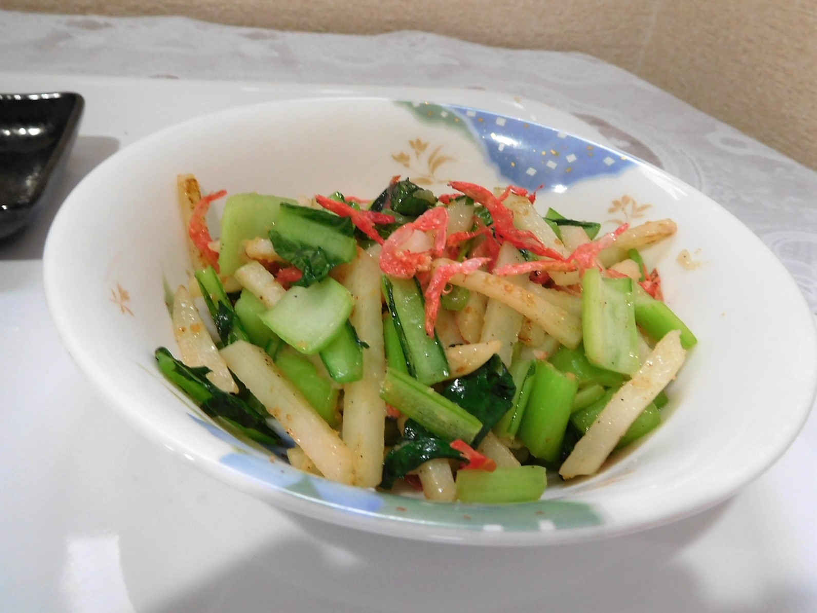 小松菜,ジャガイモ,桜エビのえび塩炒め