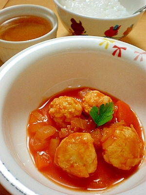 【離乳食後期】鶏団子のトマトソース煮