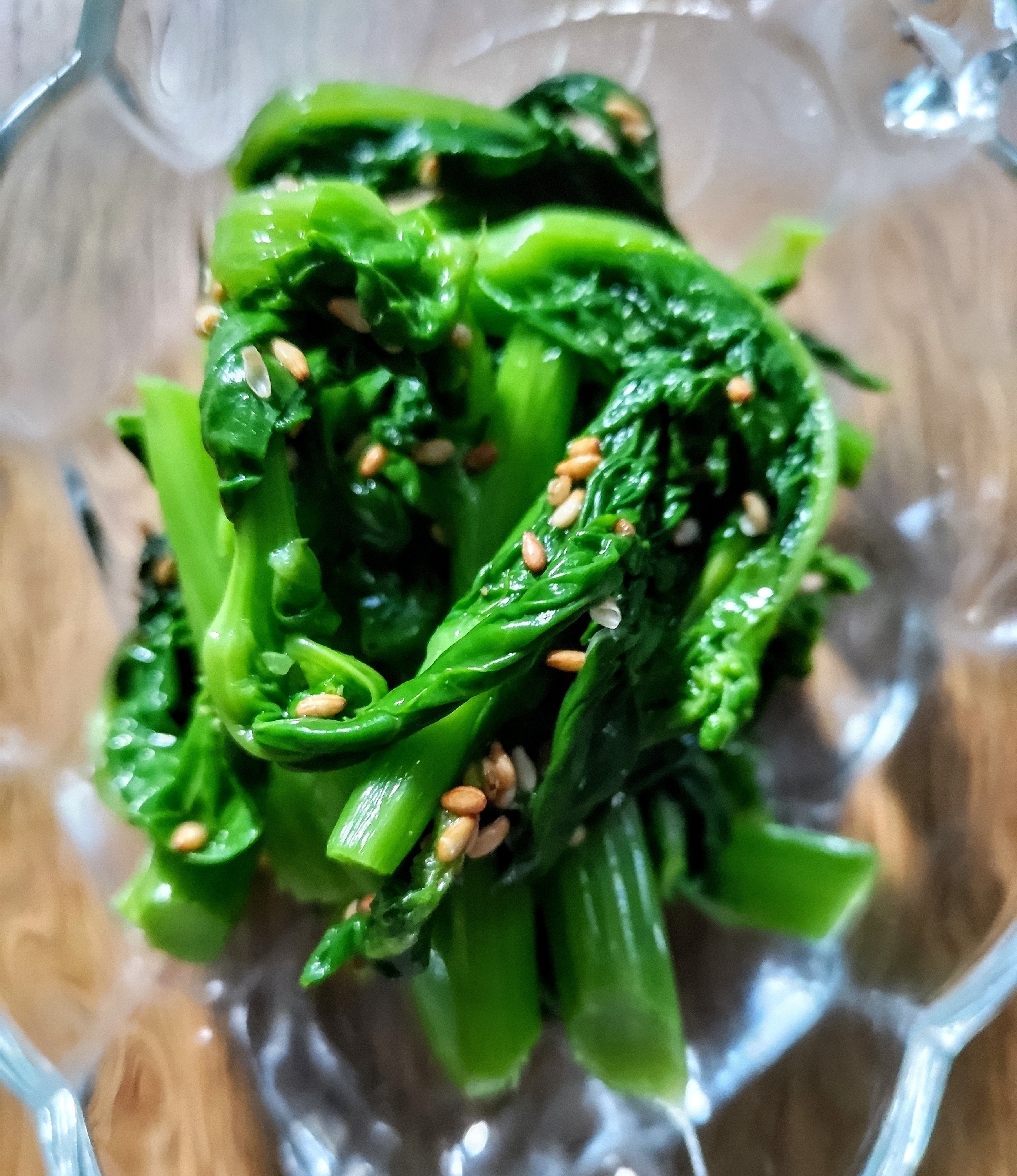 なばな、大量消費。からし白醤油和え。
