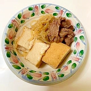 厚揚げで肉豆腐