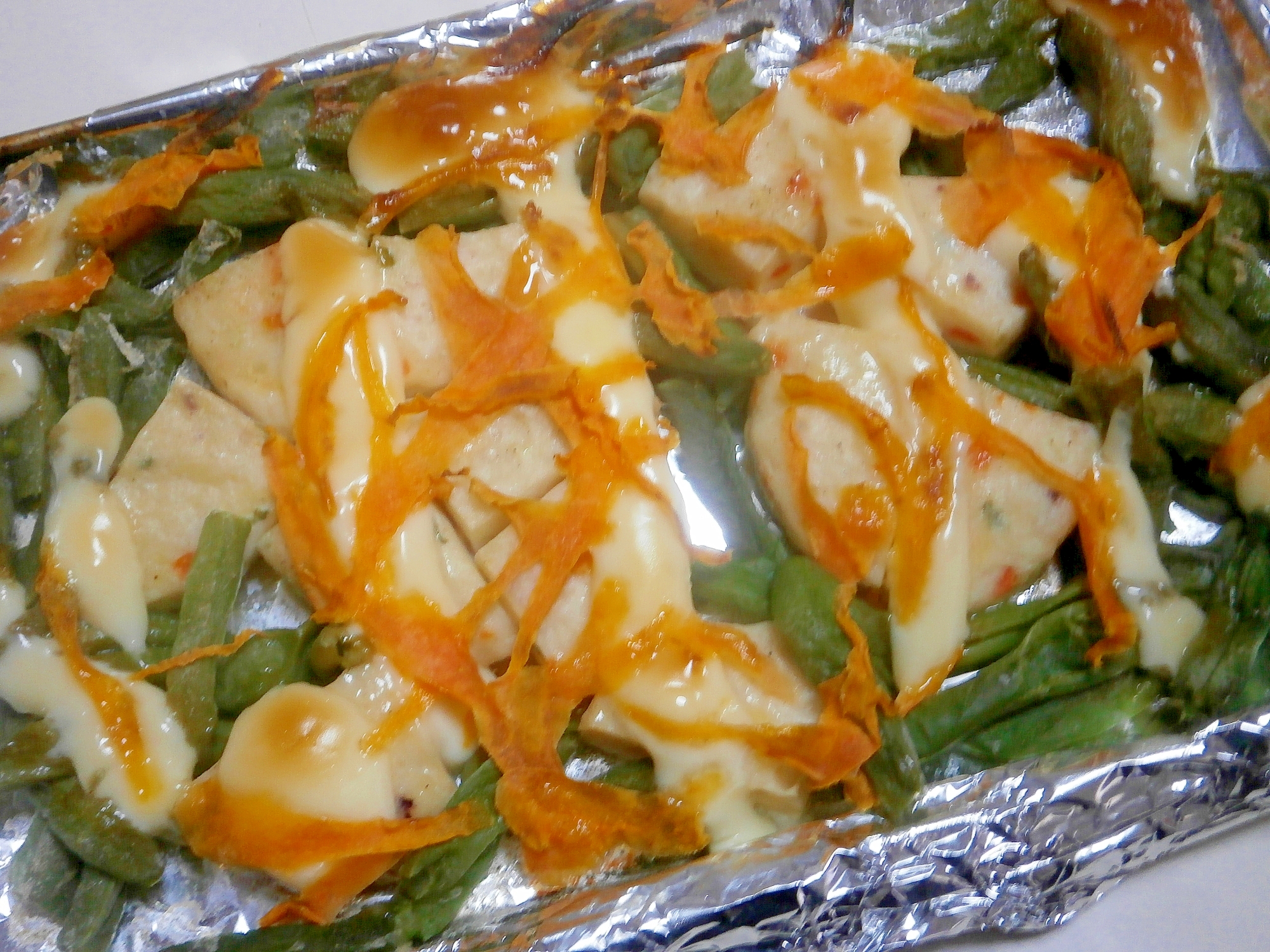 豆腐ハンバーグと野菜のマヨネーズ焼き
