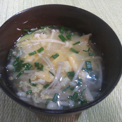 白ねぎとえのきの韓国風卵スープ