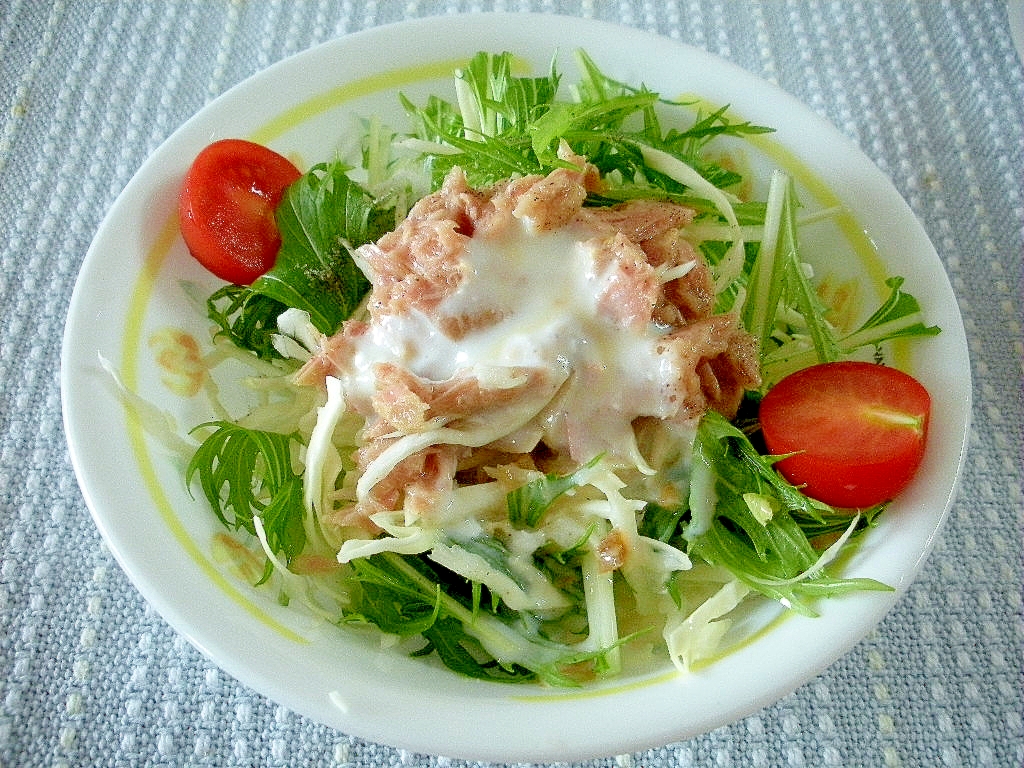 ☆水菜とツナのヨーグルトドレッシングサラダ☆