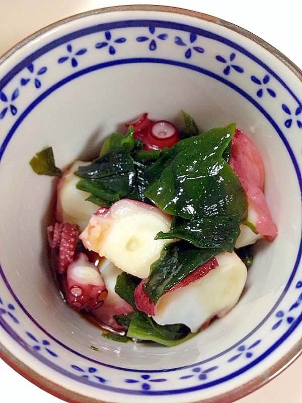 酢不要の酢の物。たことワカメのポン酢あえ