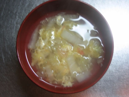 晩ごはんのおかずに作りました♪白菜たっぷりで甘さが良く出てとても美味しかったです（＾－＾）寒い日に最適の汁物ですね☆☆